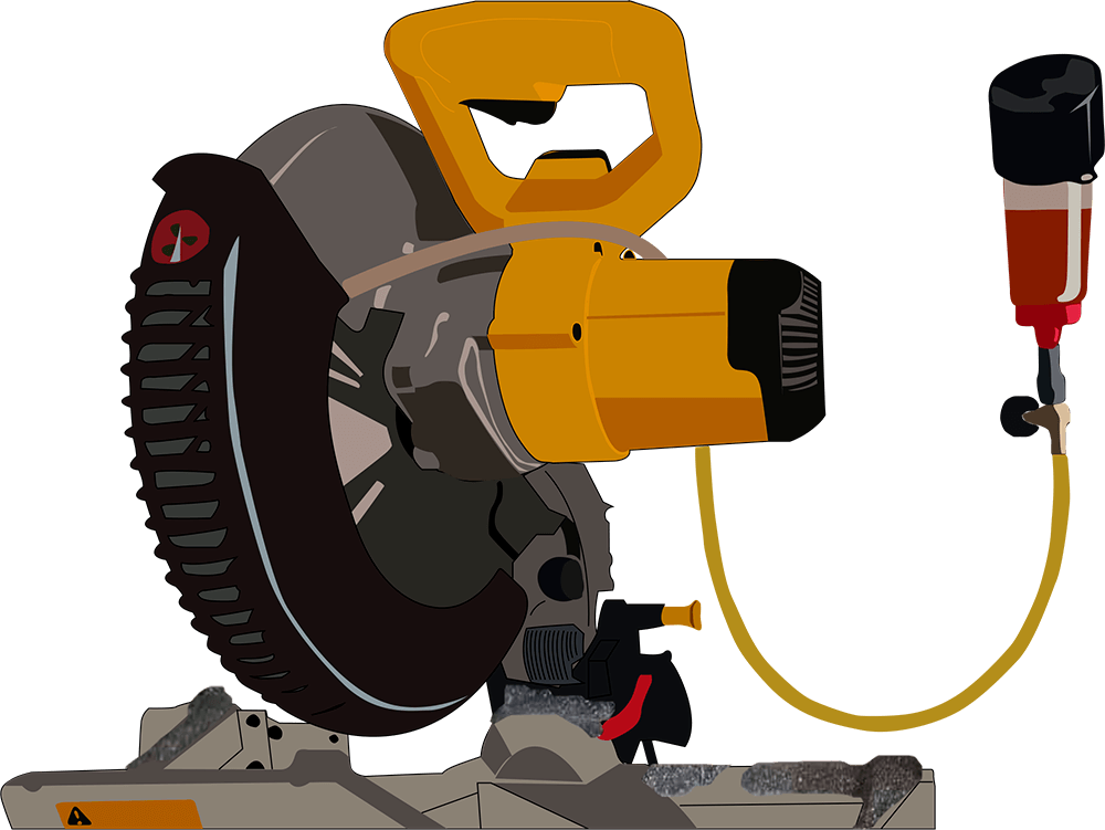 Serra de corte para perfis de alumínio com sistema de lubrificação automática.
